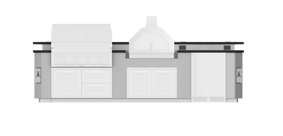 Hestan Outdoor Living Suite w/Campania Pizza Oven, Bar &Foot Rail, No Countertop, 12 ft