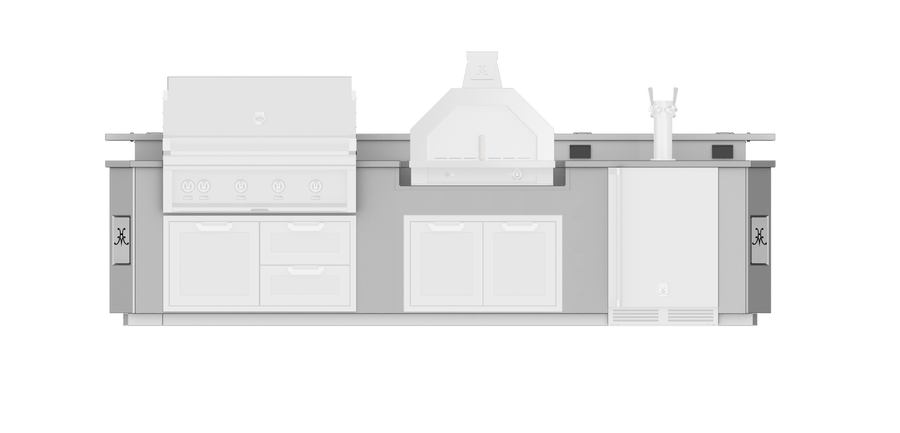Hestan Outdoor Living Suite w/Campania Pizza Oven, Beer, Bar, Foot Rail & Stainless Steel Countertop, 12 ft
