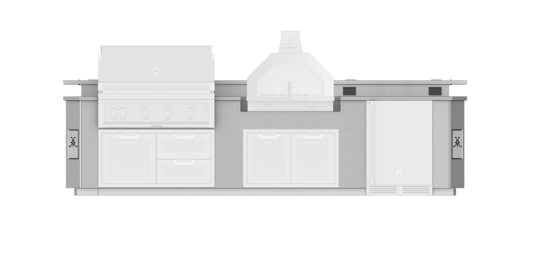 Hestan Outdoor Living Suite w/Campania Pizza Oven, Bar, Foot Rail & Stainless Steel Countertop, 12 ft