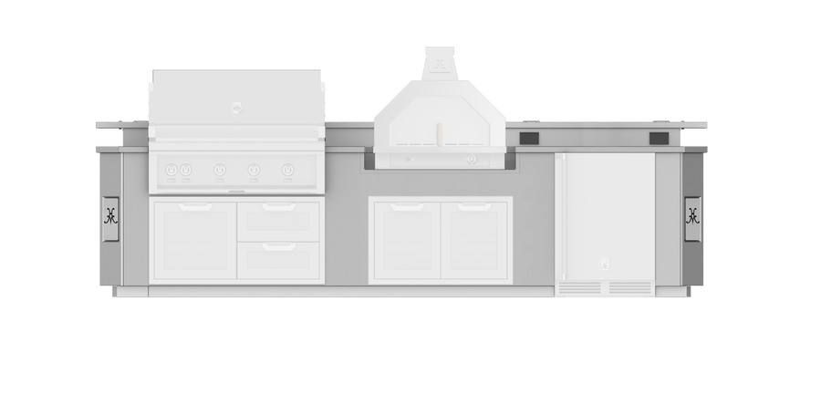 Hestan Outdoor Living Suite w/Campania Pizza Oven, Bar, Foot Rail & Stainless Steel Countertop, 12 ft