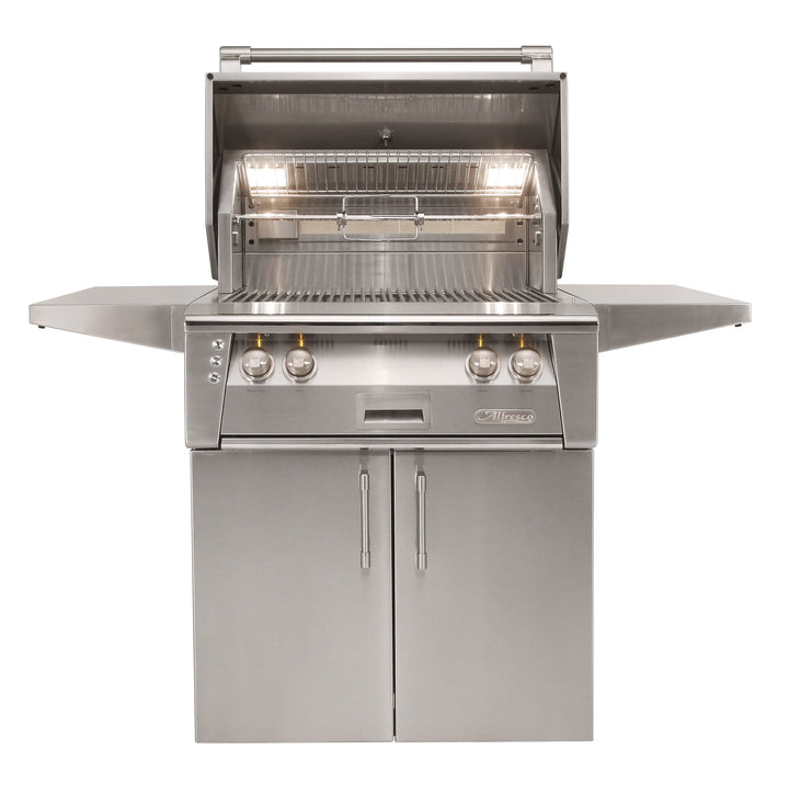 Alfresco 30" Cart Grill, 2 Burner, Rotis, Smoker, Double Door Cart