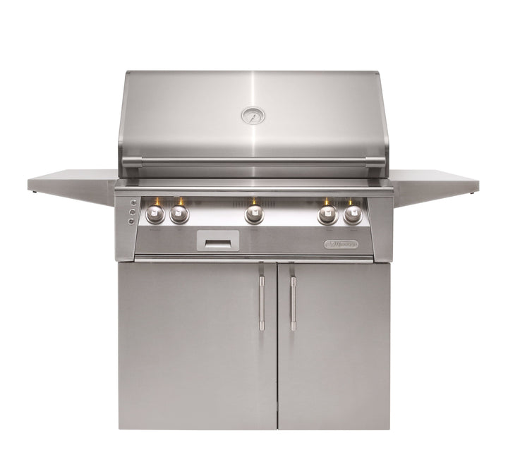Alfresco 36" Cart Grill, 3 Burner, Rotis, Smoker, Double Door Cart