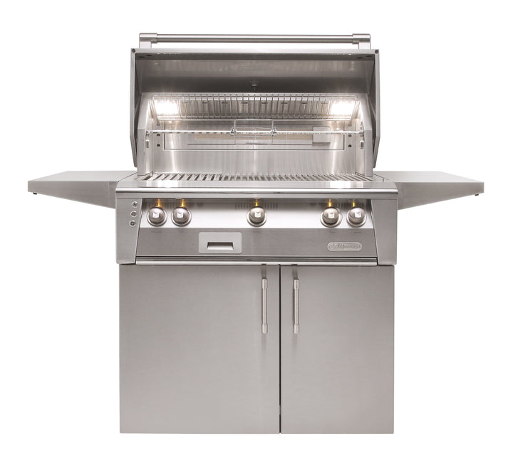 Alfresco 36" Cart Grill, 3 Burner, Rotis, Smoker, Double Door Cart