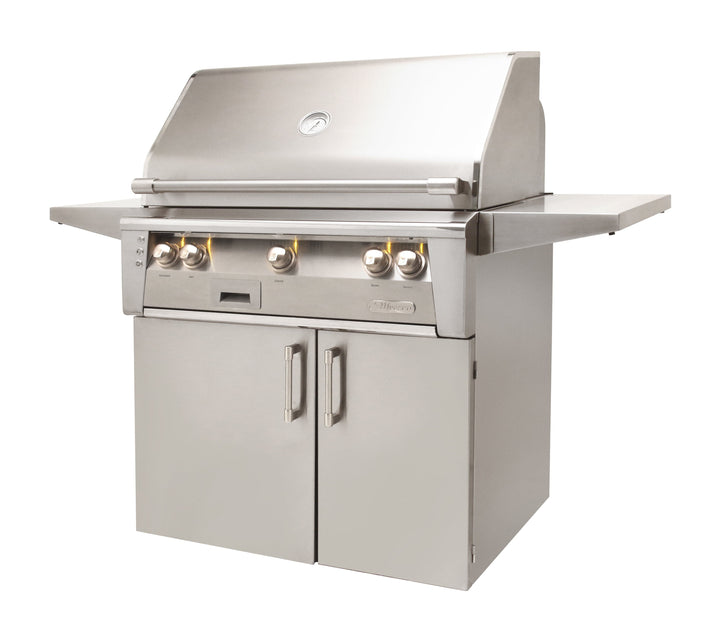 Alfresco 36" Cart Grill, 3 Burner, Rotis, Smoker, Double Door Cart