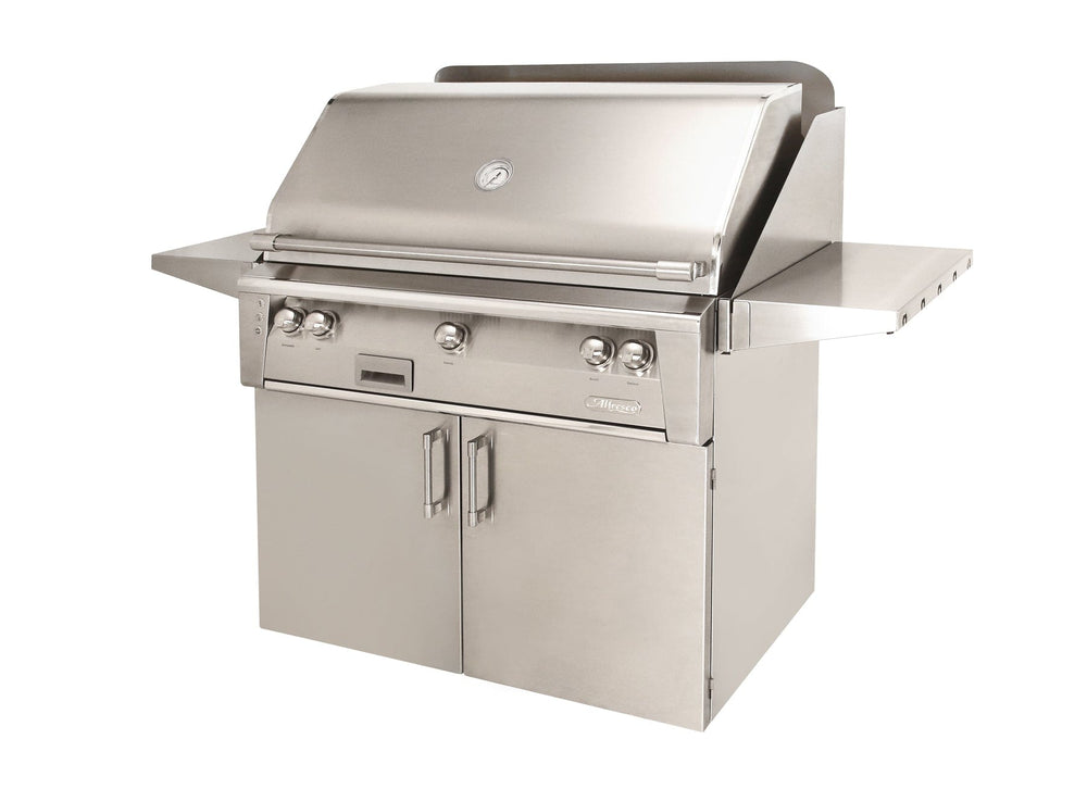 Alfresco 42" Cart Grill, 3 Burner, Rotis, Smoker, Deluxe Cart with 1 Door and 2 Drawers