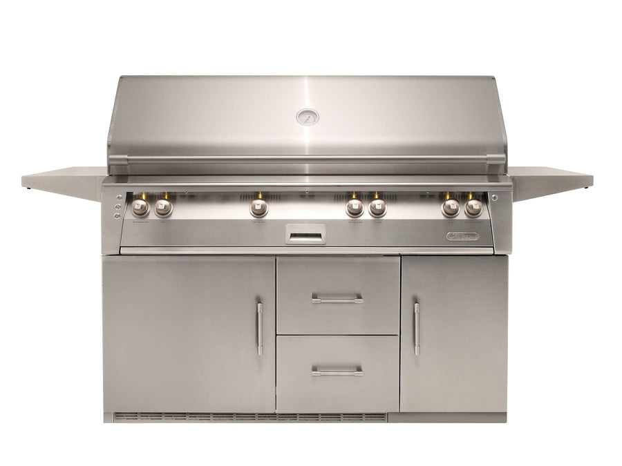 Alfresco 56" Refrigerated Cart Grill, Burner, Rotis, Smoker, SearZone™, Single Storage Door