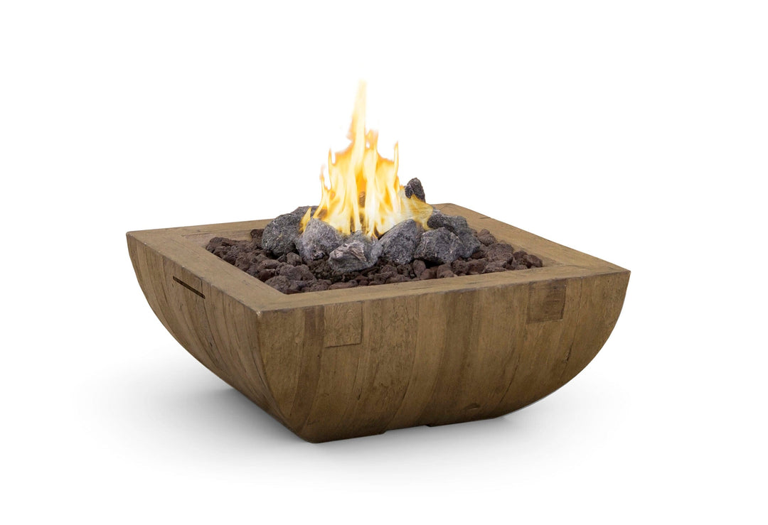 American Fyre Designs Reclaimed Wood Bordeaux Sq. Fire Bowl
