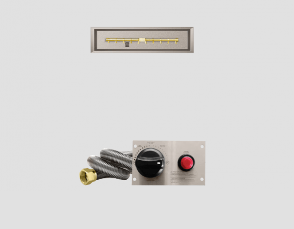 Fire Gear TPSI Linear Brass Natural Gas Fire Pit T Burner System With Stainless Steel Drop-In Pan