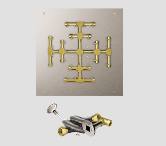 Fire Gear Pro Series Brass Snowflake Square Flat Burner System, MT Ignition