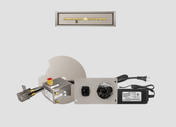 Fire Gear AWS Linear Brass Natural Gas Fire Pit T Burner System With Stainless Steel Drop-In Pan