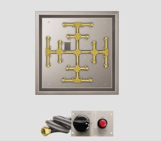 Fire Gear Pro Series Brass Snowflake Square Drop-In Burner System, TPSI Ignition