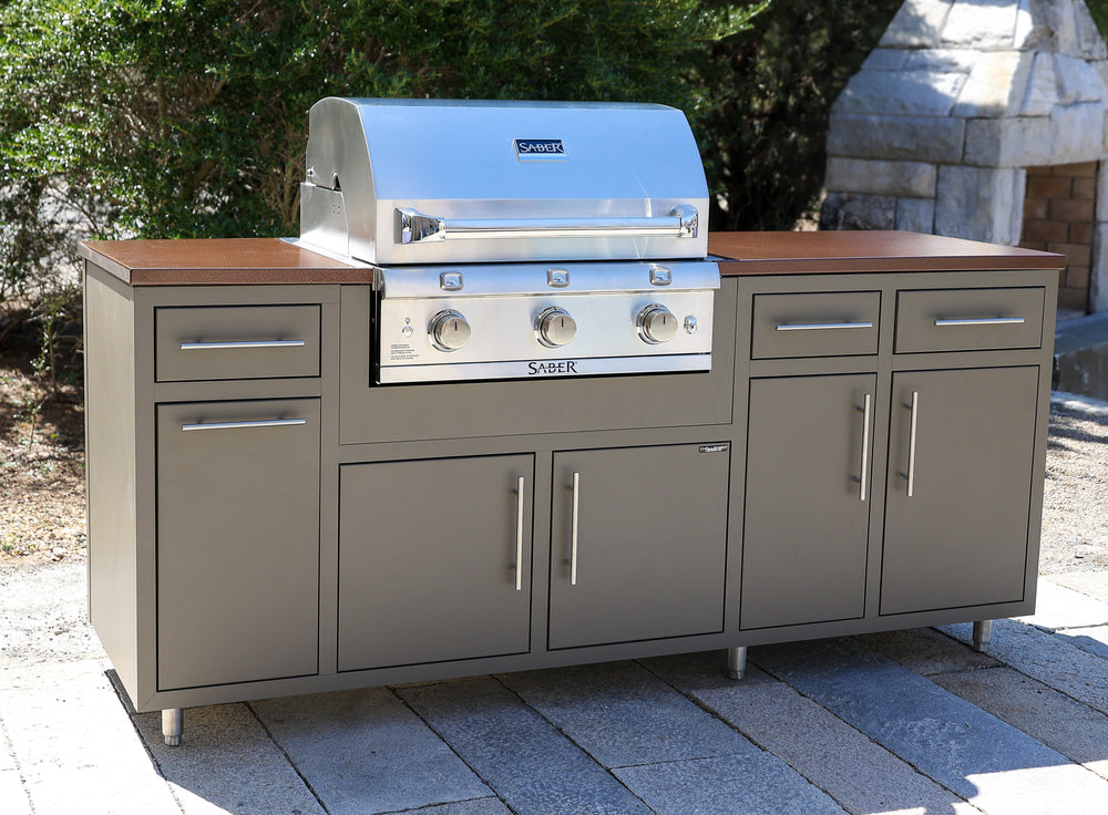 Coastal Island Coastal 80.875-WGDDD with Stainless Steel Countertop