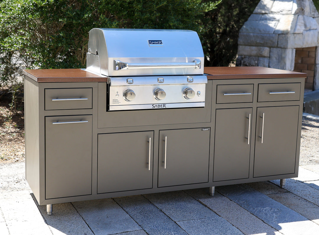 Coastal Island Coastal 80.875-WGDDD with Stainless Steel Countertop