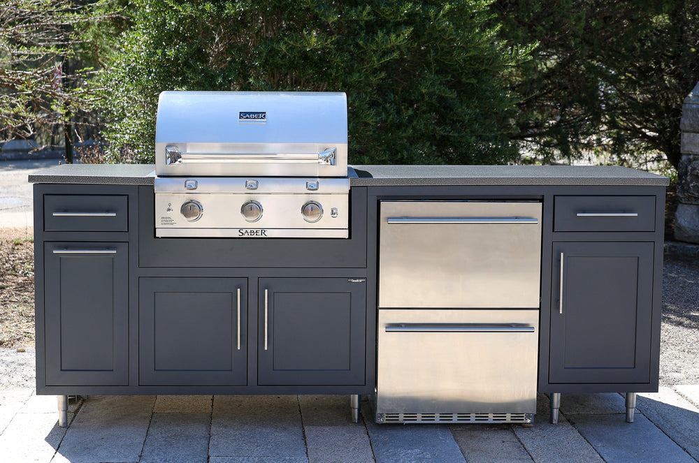 Coastal Island Coastal 90.125-WGRDD with Stainless Stee Countertop