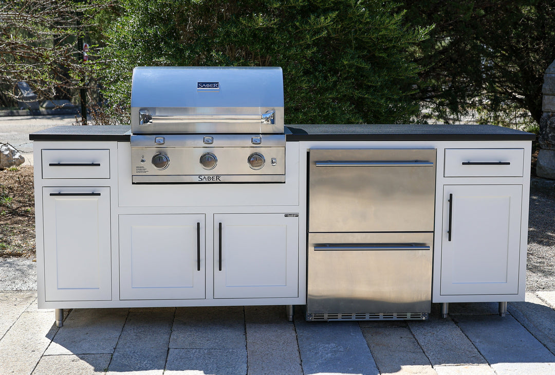 Coastal Island Coastal 93.125-WGRDD with Stainless Steel Countertop