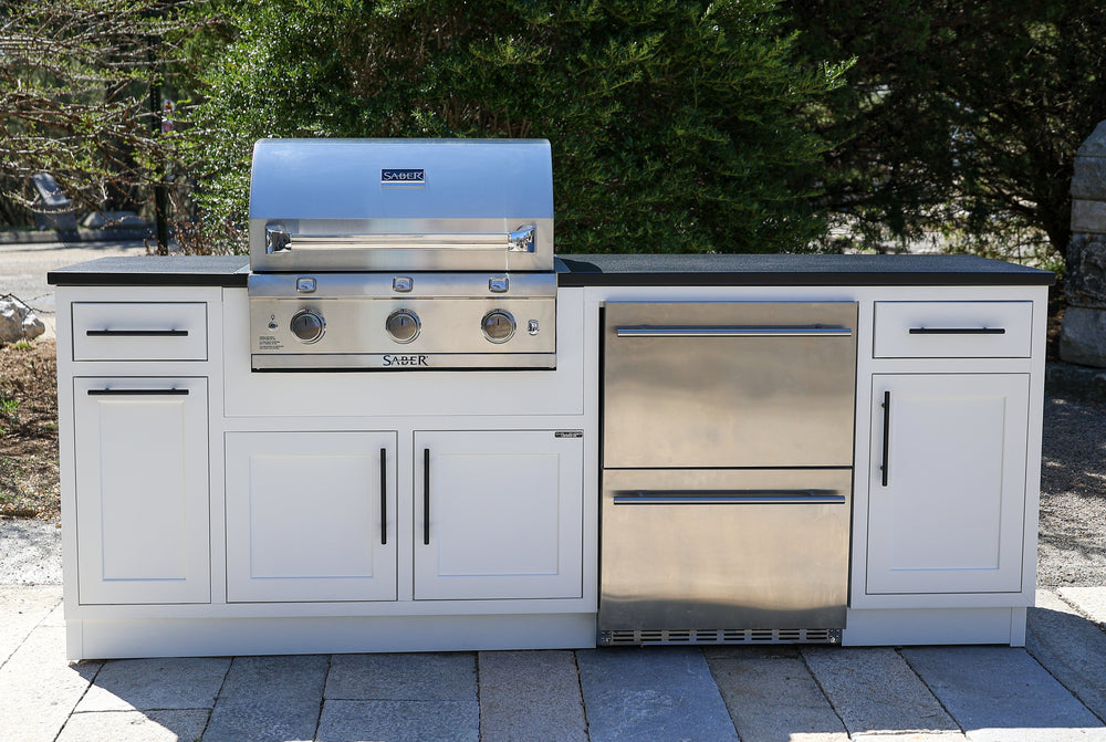 Coastal Island Coastal 90.125-WGRDD with Stainless Stee Countertop