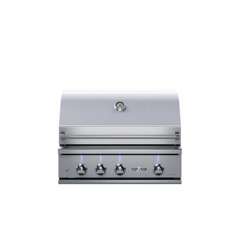 Delta Heat 32" Gas Grill w/ Infrared Rotisserie & Sear Zone, White Control Panel