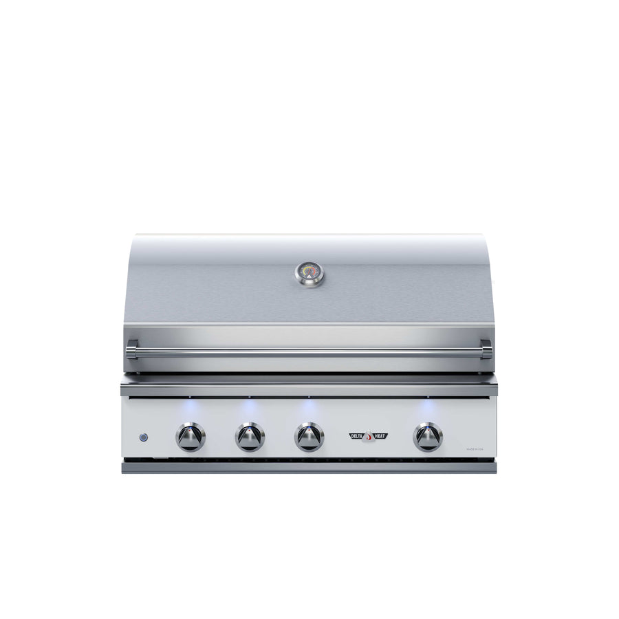 Delta Heat 38" Gas Grill w/ Infrared Rotisserie & Sear Zone, White Control Panel