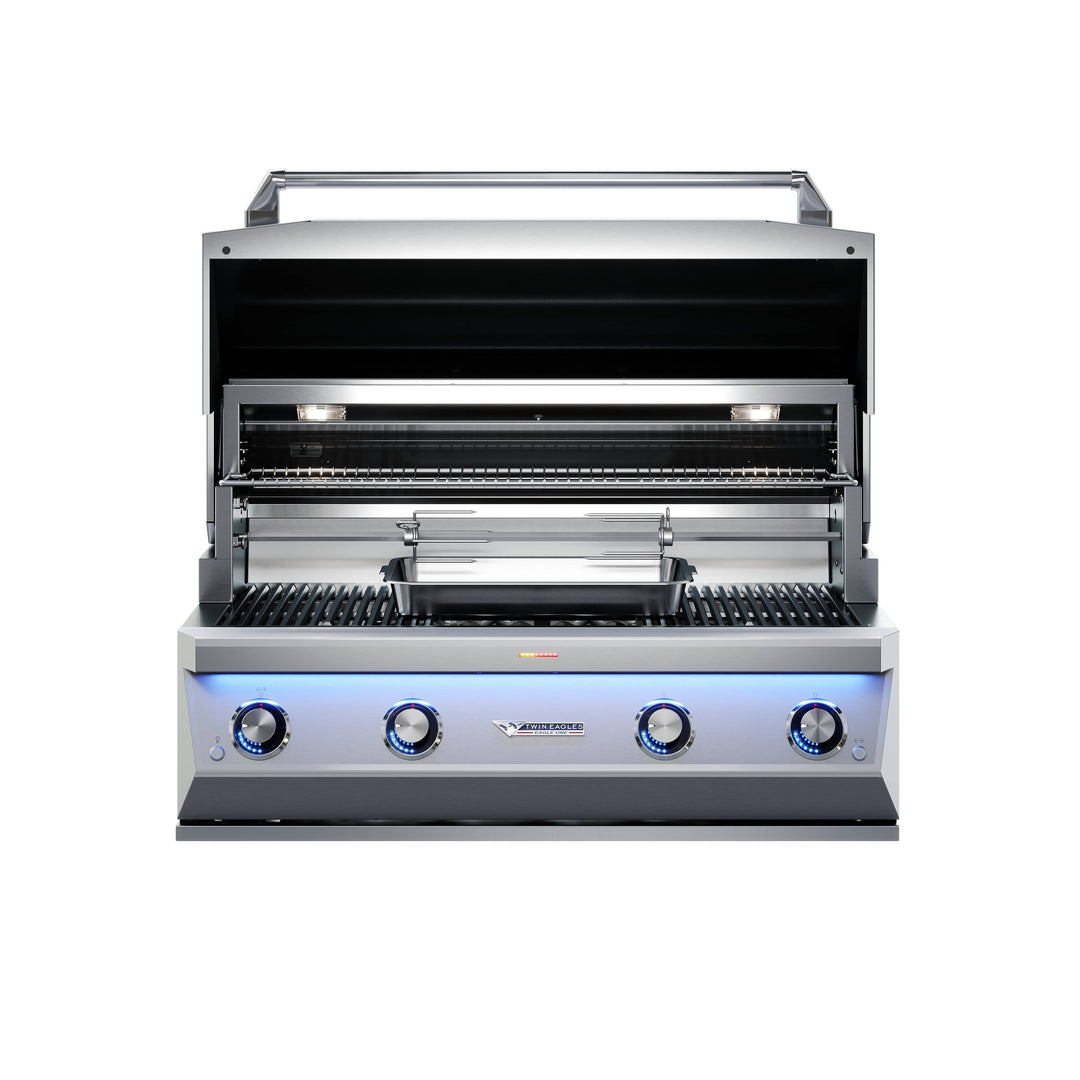 Twin Eagles 42” EAGLE ONE Gas Grill with Black Glass Infrared Rotis Burner & Sear Zone