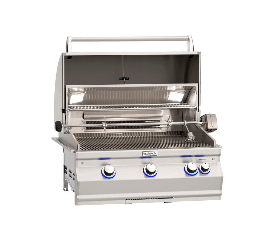 Fire Magic Aurora A660i, 30” Built-In Grill w/ Magic View Window, Backburner & Rotisserie Kit
