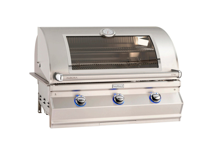 Fire Magic Aurora A790i, 36” Built-In Grill w/ Magic View Window, Backburner & Rotisserie Kit