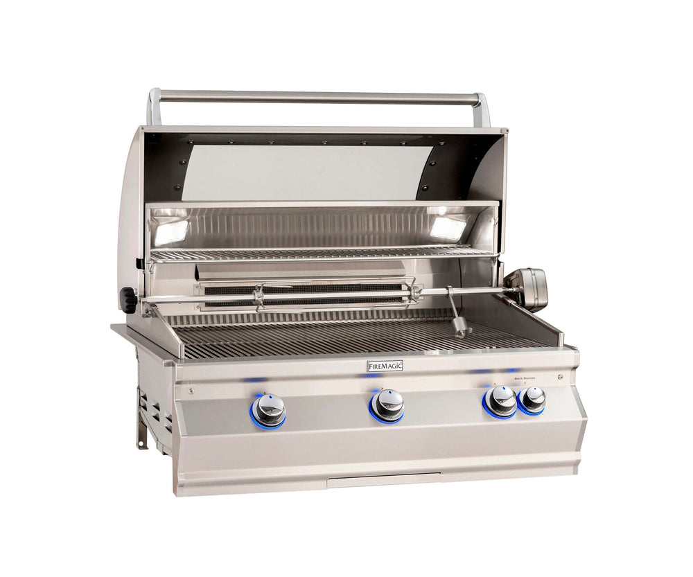 Fire Magic Aurora A790i, 36” Built-In Grill w/ Magic View Window, Backburner & Rotisserie Kit