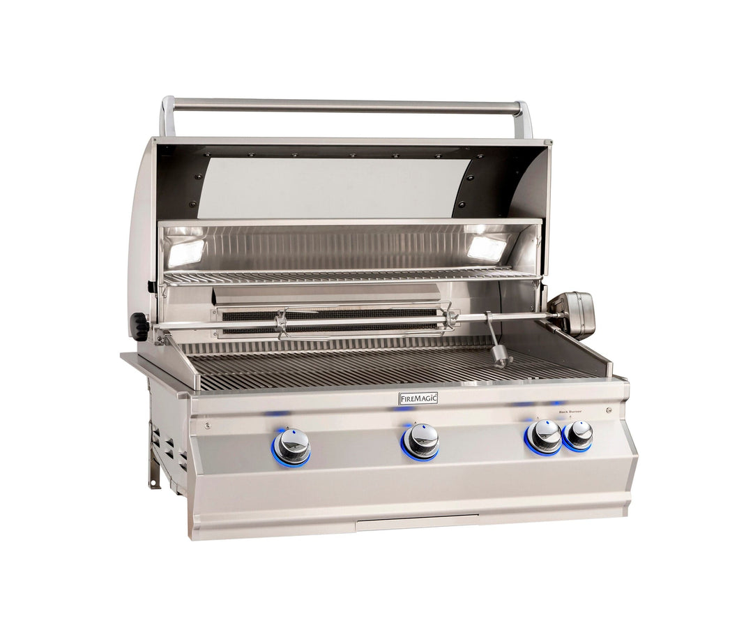 Fire Magic Aurora A790i, 36” Built-In Grill w/ Magic View Window, Backburner & Rotisserie Kit