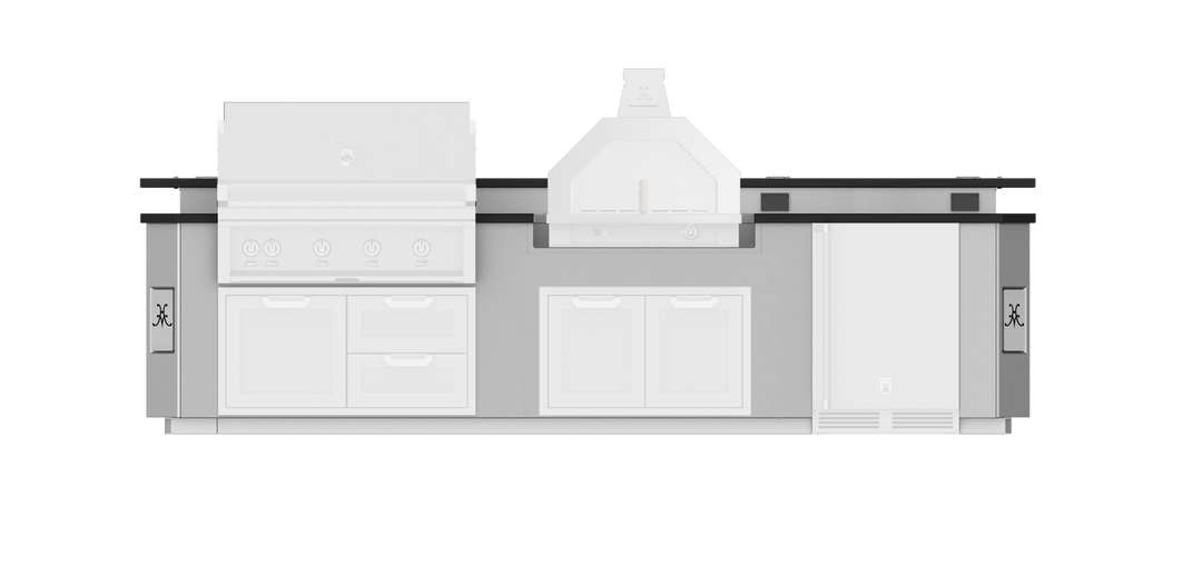 Hestan Outdoor Living Suite w/Campania Pizza Oven, Bar &Foot Rail, No Countertop, 12 ft