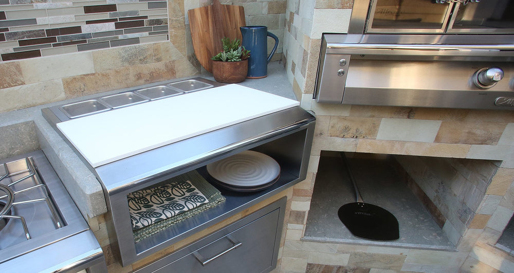 Alfresco Alfresco Pizza Prep and Garnish Rail with Food Pans