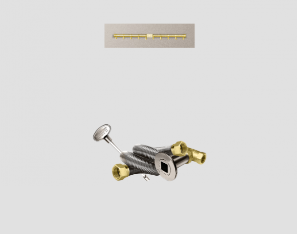Fire Gear MT Linear Brass Natural Gas Fire Pit T Burner System With Stainless Steel Flat Pan