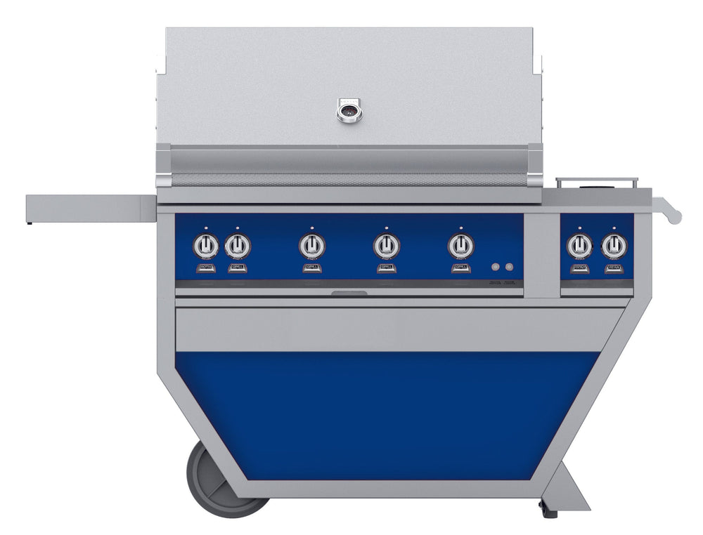 Hestan 42” Grill & Deluxe Cart, 4 Trellis Burners w/Rotisserie, LP, Color
