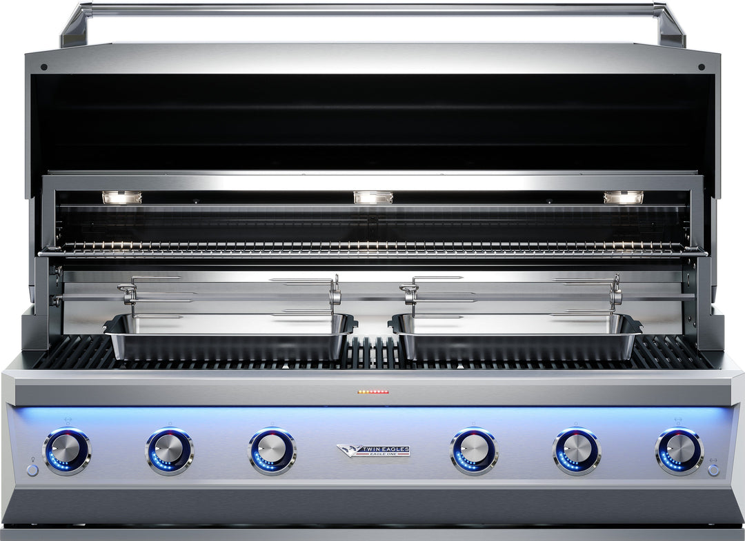 Twin Eagles 54” EAGLE ONE Gas Grill with Black Glass Infrared Rotis Burner & Sear