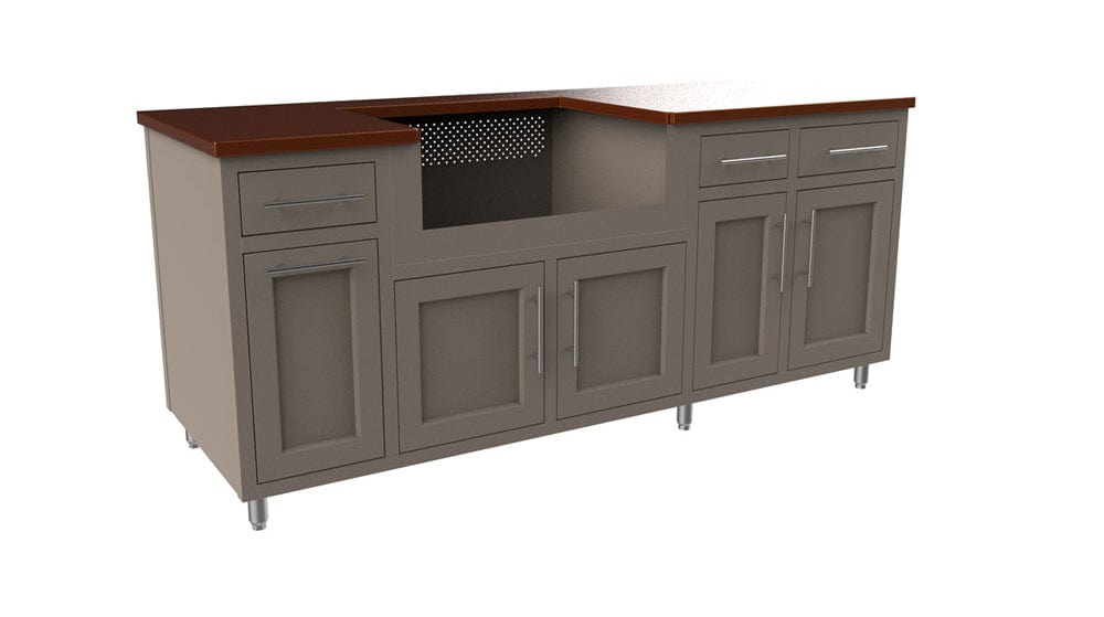 Coastal Island Coastal 80.875-WGDDD with Powder Coated Aluminum Countertop