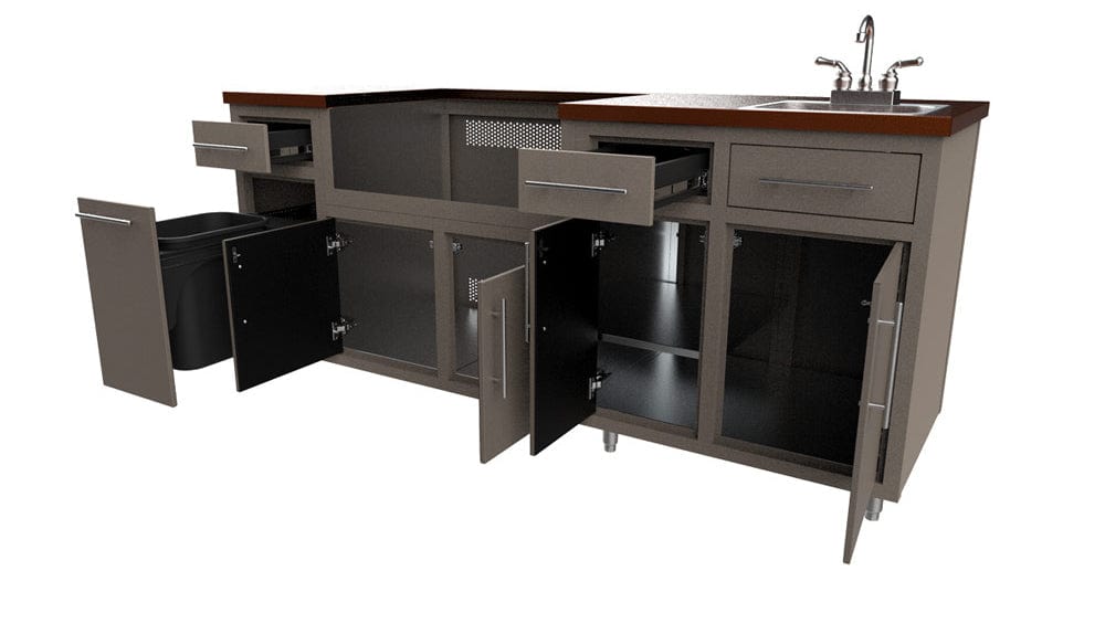 Coastal Island Coastal 80.875 WGDDS with Powder Coated Aluminum Countertop
