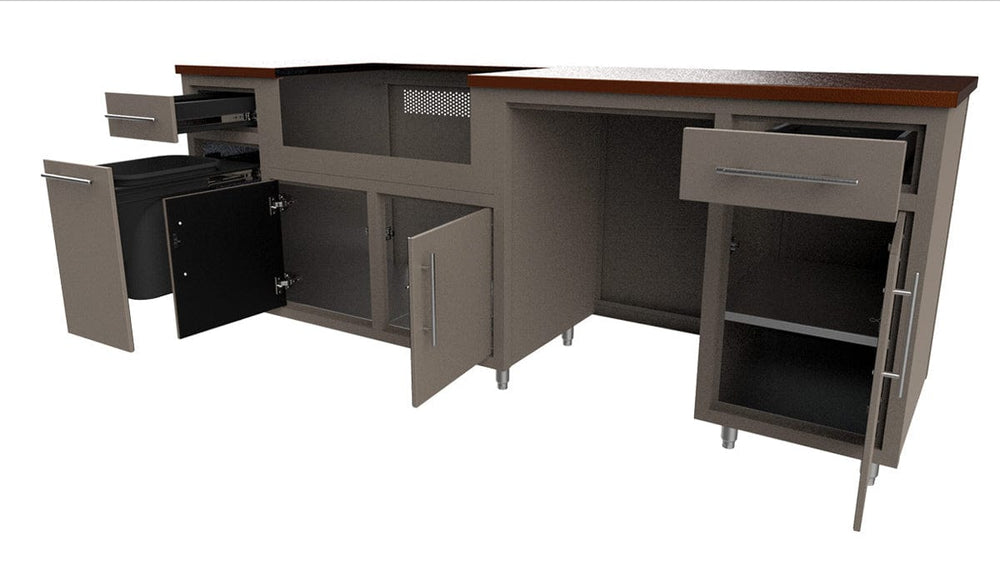 Coastal Island Coastal 90.125-WGRDD with Powder Coated Aluminum Countertop