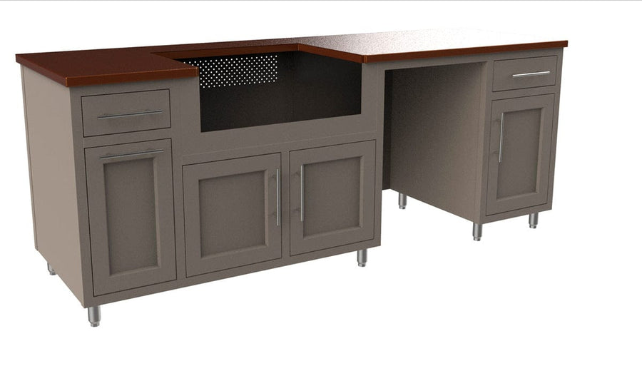 Coastal Island Coastal 90.125-WGRDD with Stainless Stee Countertop