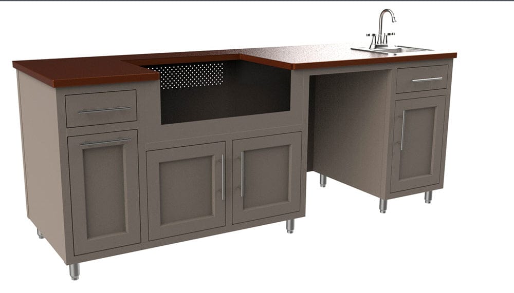 Coastal Island Coastal 90.125-WGRS with Stainless Steel Countertop