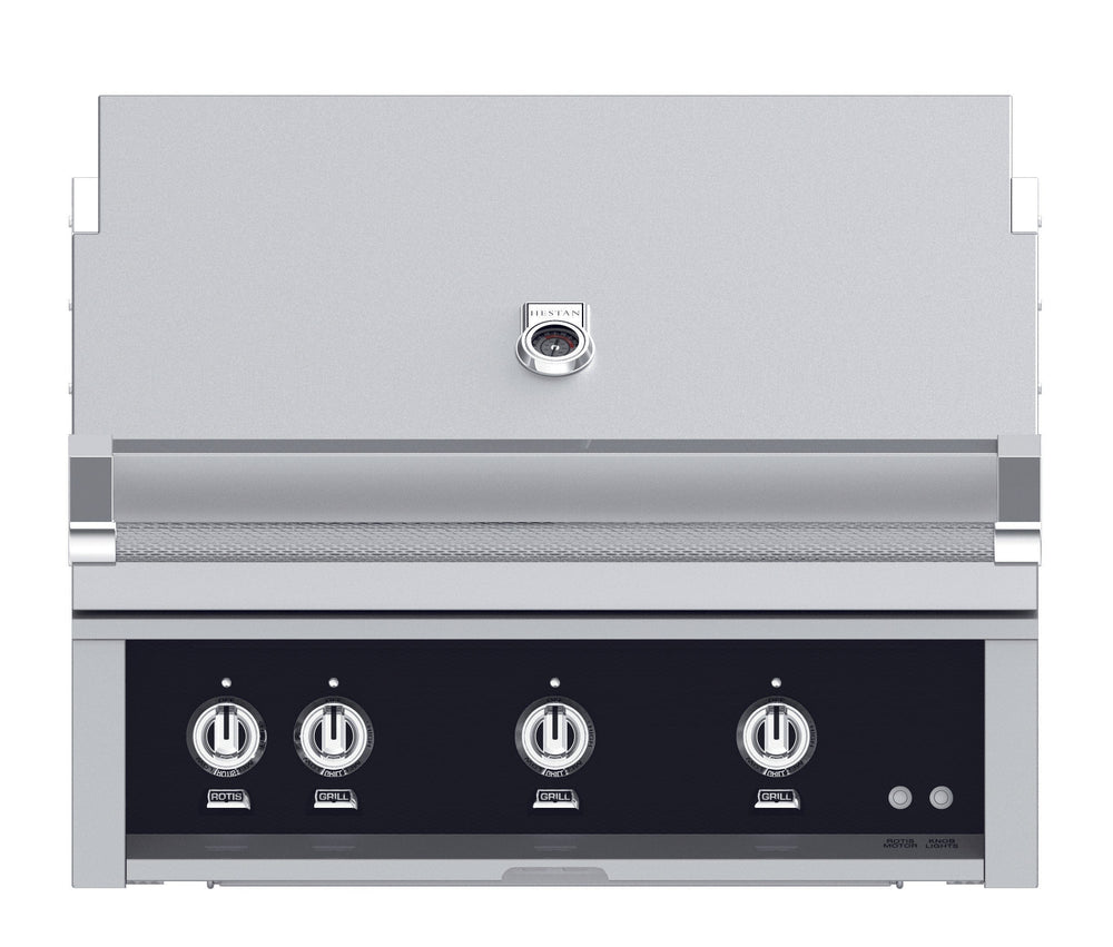 Hestan 30” Built-In Grill, 1 Trellis Burner & 1 Sear Burner w/Rotisserie, LP