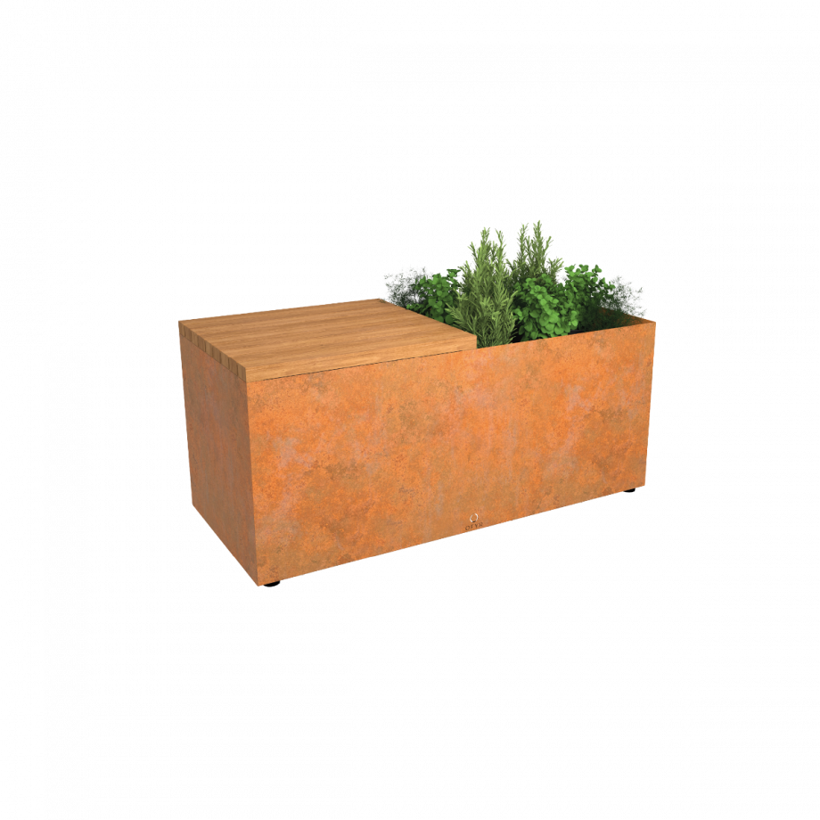 OFYR HERB GARDEN BENCH CORTEN TEAK WOOD