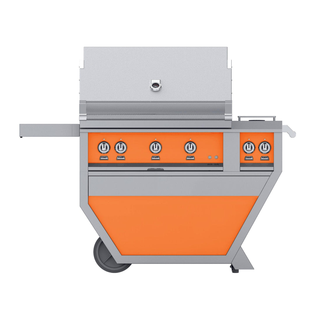 Hestan 36” Grill & Deluxe Cart, 2 Trellis Burner & 1 Sear Burner w/Rotisserie, LP, Color