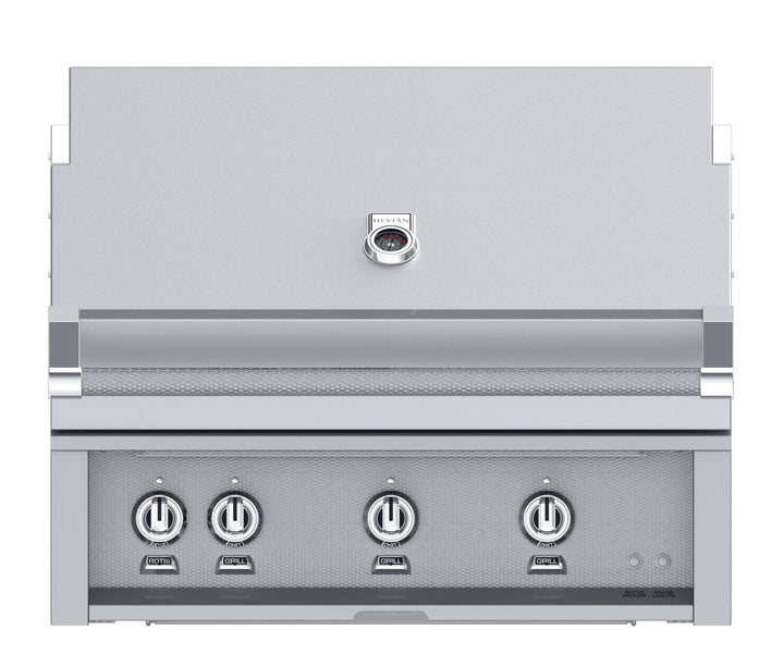 Hestan 30” Built-In Grill, 1 Trellis Burner & 1 Sear Burner w/Rotisserie, LP