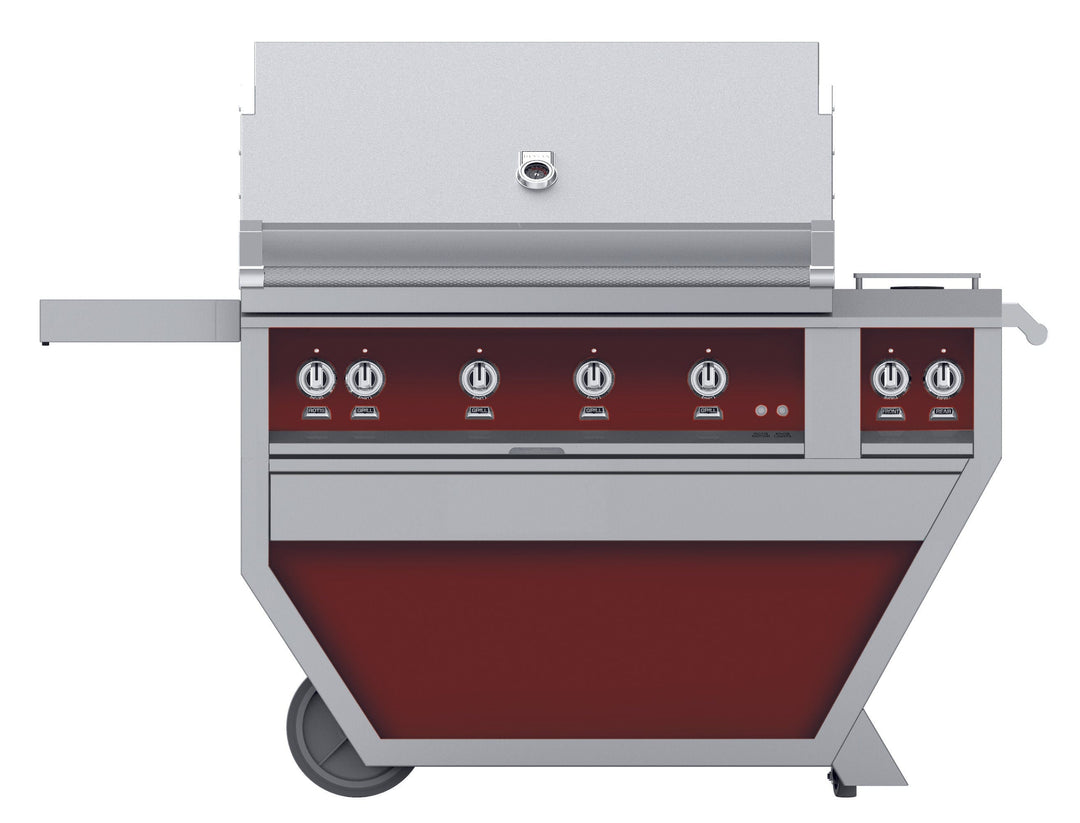 Hestan 42” Grill & Deluxe Cart, 4 Trellis Burners w/Rotisserie, LP, Color