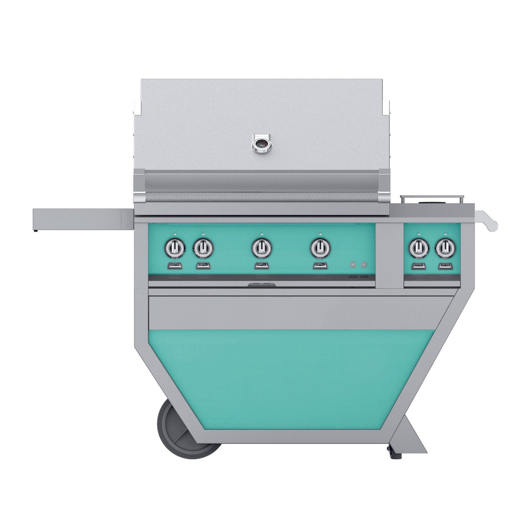 Hestan 36” Grill & Deluxe Cart, 2 Trellis Burner & 1 Sear Burner w/Rotisserie, LP, Color