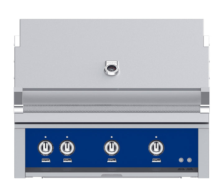 Hestan 30” Built-In Grill, 1 Trellis Burner & 1 Sear Burner w/Rotisserie, LP