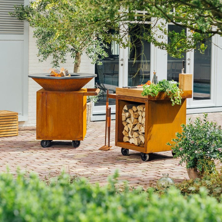 OFYR OFYR MISE EN PLACE TABLE CORTEN 65 PRO TEAK WOOD
