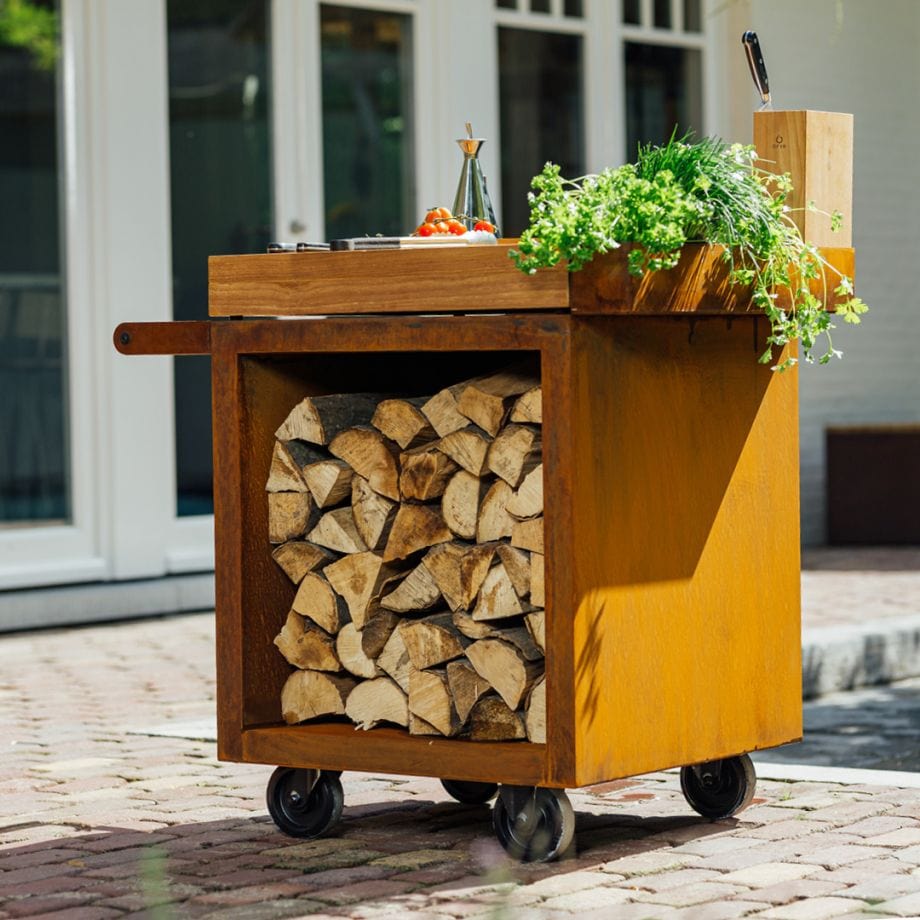 OFYR OFYR MISE EN PLACE TABLE CORTEN 65 PRO TEAK WOOD