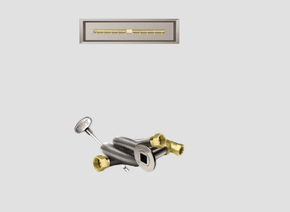 Fire Gear MT Linear Brass Natural Gas Fire Pit T Burner System With Stainless Steel Drop-In Pan