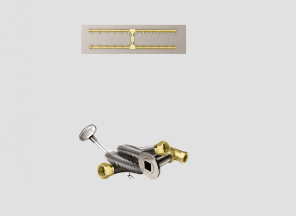 Fire Gear MT Linear Brass Natural Gas Fire Pit H Burner System With Stainless Steel Flat Pan