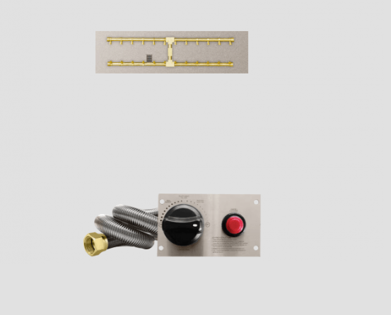 Fire Gear TPSI Linear Brass Natural Gas Fire Pit H Burner System With Stainless Steel Flat Pan