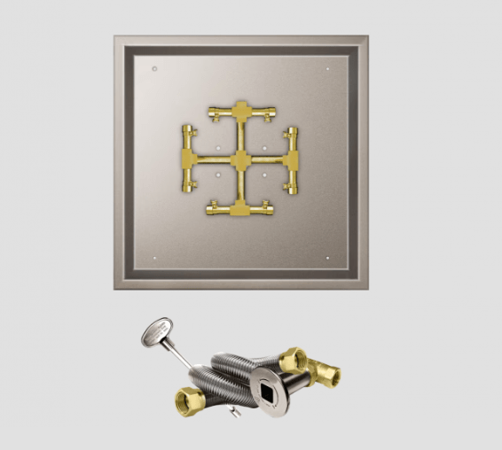 Fire Gear Pro Series Brass Snowflake Square Drop-in Burner System, MT Ignition